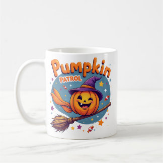 Caneca De Café Pumpkin Patrol Witch Broom Halloween Mug