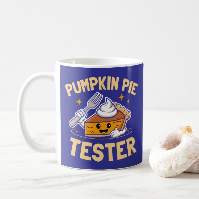 Caneca De Café Pumpkin Pie Tester Ação de Graças (Com Donut)
