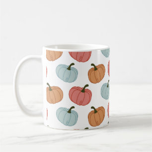 Caneca De Café Pumpkin Retro Ação de Graças Padrão Invisível