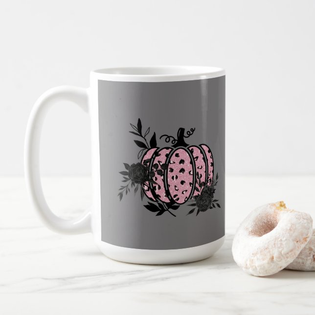 Caneca De Café Pumpkin, rosa e leopardo preto (Com Donut)