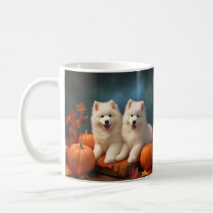Caneca De Café Pumpkin Samoed Puppy Autumn Delight