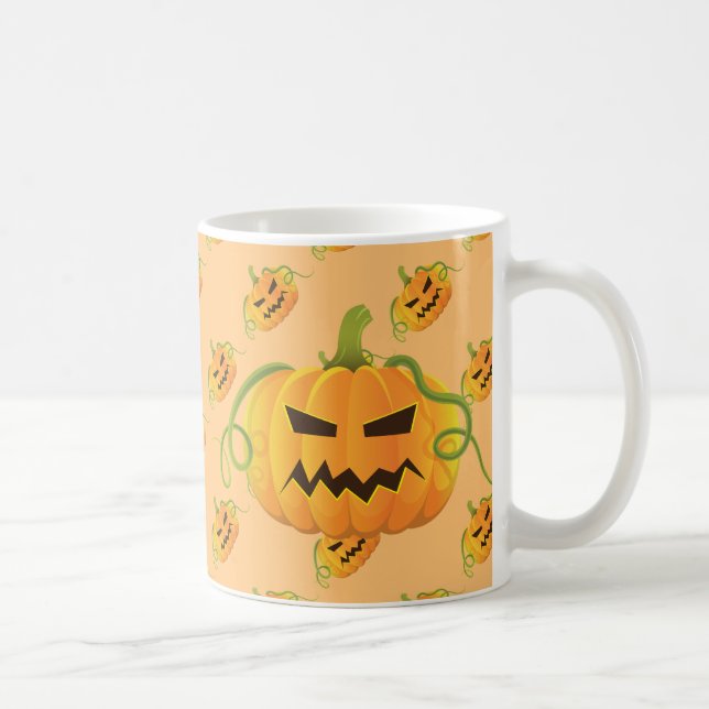 Caneca De Café Pumpkin sem costura do Orange Halloween (Direita)