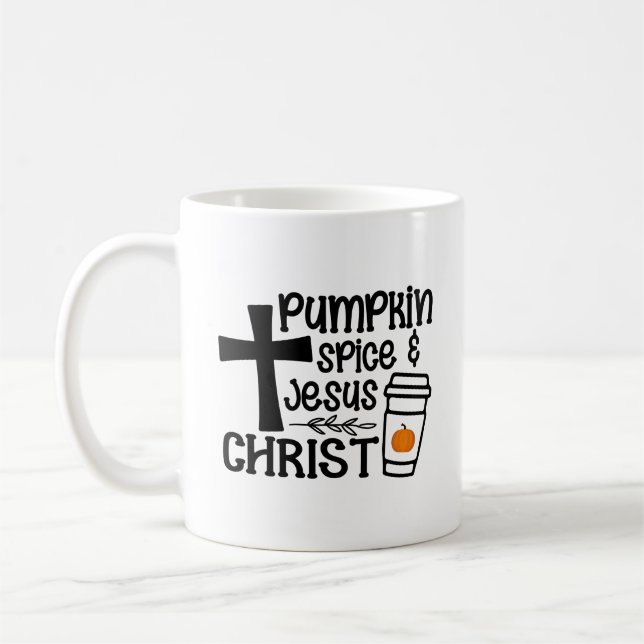 Caneca De Café Pumpkin Spice e Jesus Cristo (Esquerda)