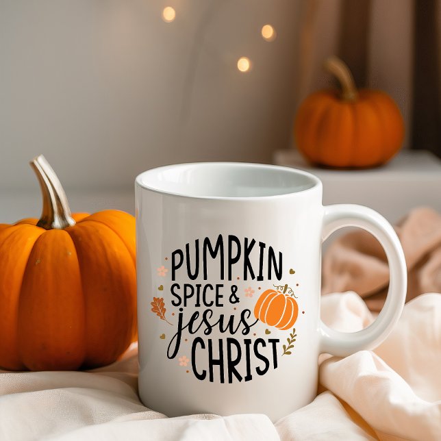 Caneca De Café Pumpkin Spice e Jesus Cristo (Pumpkin Spice and Jesus Christ Autumn Inspired Christian Themed Coffee Mug)