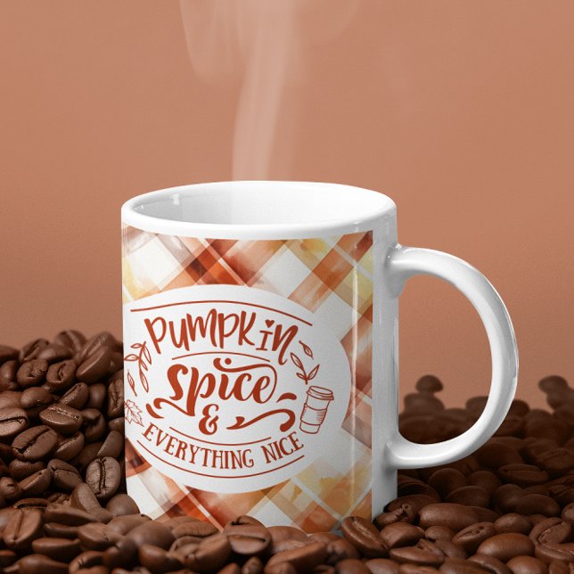 Caneca De Café Pumpkin Spice e tudo que é Xadrez de queda (Pumpkin Spice and Everything Nice Fall Plaid Coffee Mug)