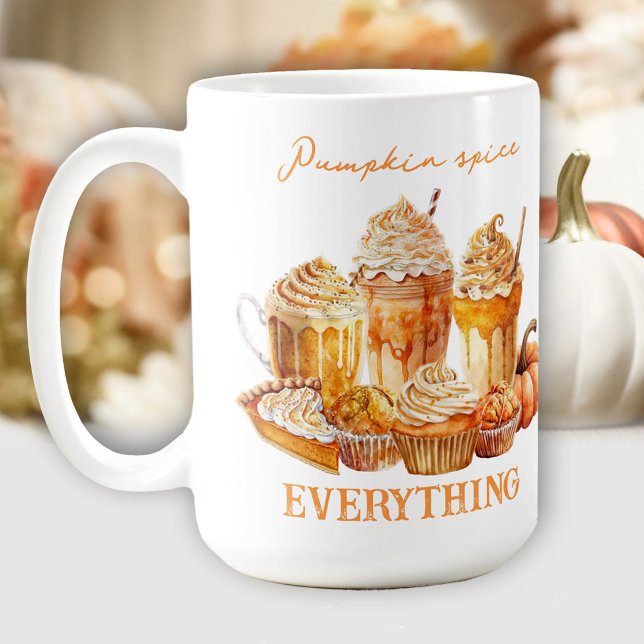 Caneca De Café Pumpkin Spice Grande Café Mug Texto (Pumpkin Spice Large Coffee Mug Text Name)