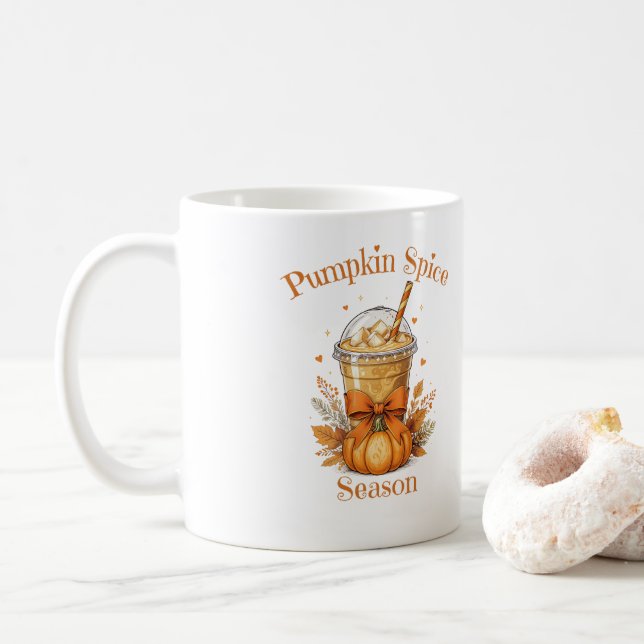 Caneca De Café Pumpkin Spice Season Fall Autumn Coquette Bow (Com Donut)