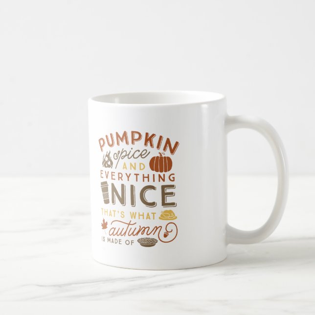 Caneca De Café Pumpkin Spice Typografia Autumn Coffee Mug (Direita)