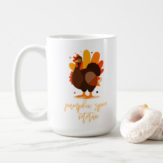 Caneca De Café Pumpkin Spice Veteran Thanksgiving (Com Donut)
