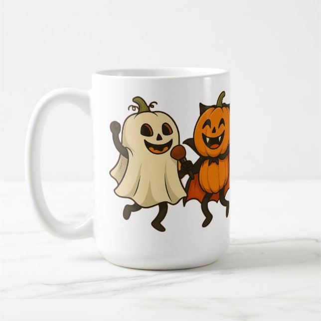 Caneca De Café Pumpkins dançando nos figurinos de Halloween - Eng (Esquerda)