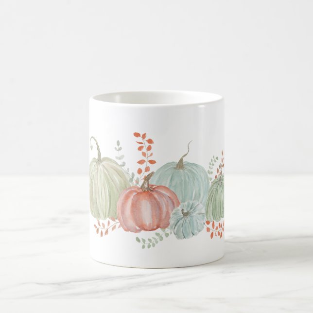 Caneca De Café Pumpkins de queda de aquarela (Centro)