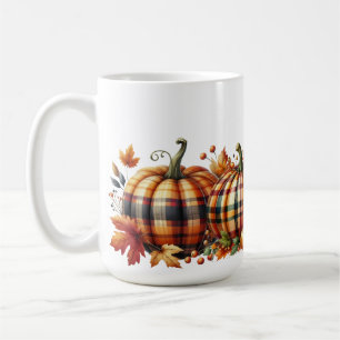 Caneca De Café PUMPKINS DE QUEDA DE XADREZ VERDE E LARANJA bonito
