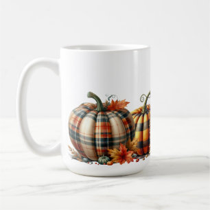 Caneca De Café PUMPKINS DE QUEDA DE XADREZ VERDE E LARANJA bonito