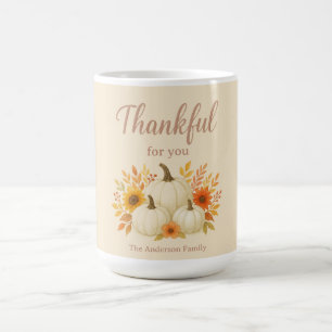 Caneca De Café Pumpkins de queda e girassóis   Ação de Graças Ele