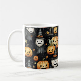 Caneca De Café Pumpkins e Monstros Halloween