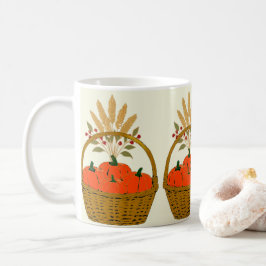 Caneca De Café ☕ **Pumpkins & Wheat Basket Mug