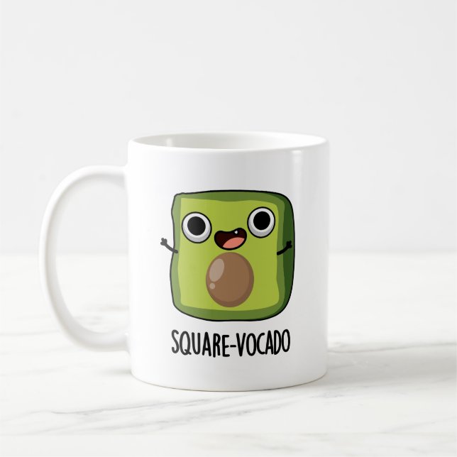 Caneca De Café Pun de Abacate Engraçado Quadrado (Esquerda)