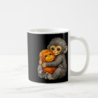Caneca De Café Punch monkey funny cute baby animal hugging plush 