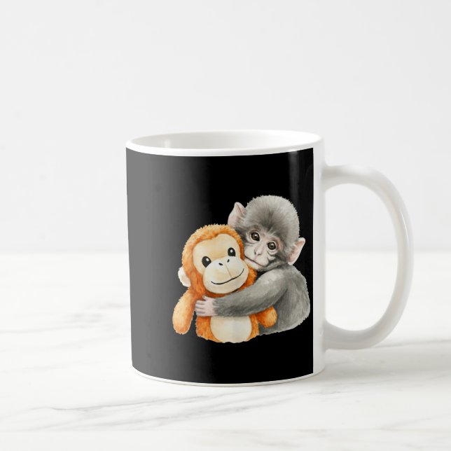 Caneca De Café Punchkung o macaco segurando meme de amigo fofinho (Direita)