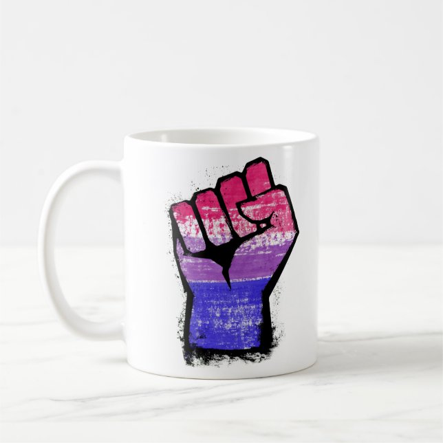 Caneca De Café Punho de Protesto Bissexual (Esquerda)