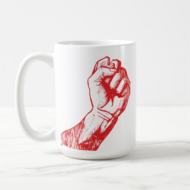 Caneca De Café Punho Erguido Vermelho Grande (Esquerda)