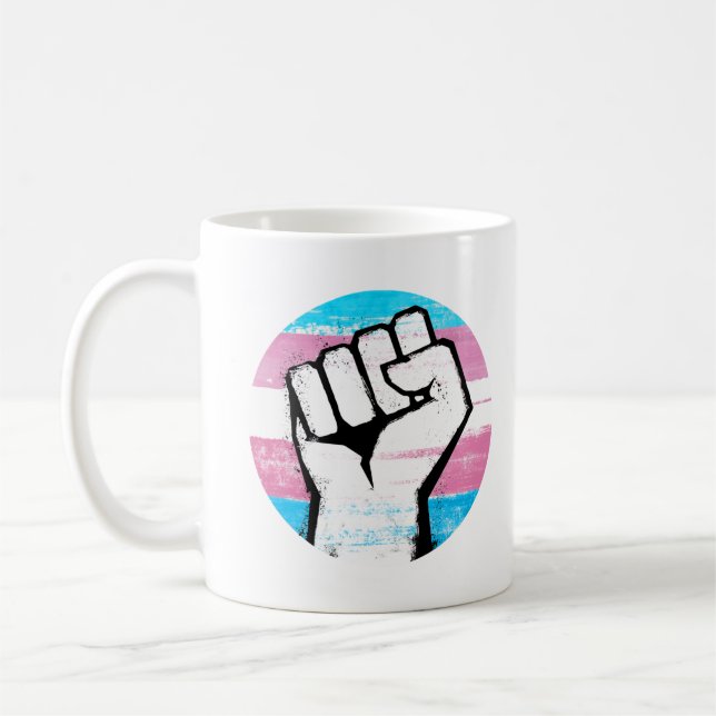 Caneca De Café Punho Orgulho Trans Círculo Impressão (Esquerda)