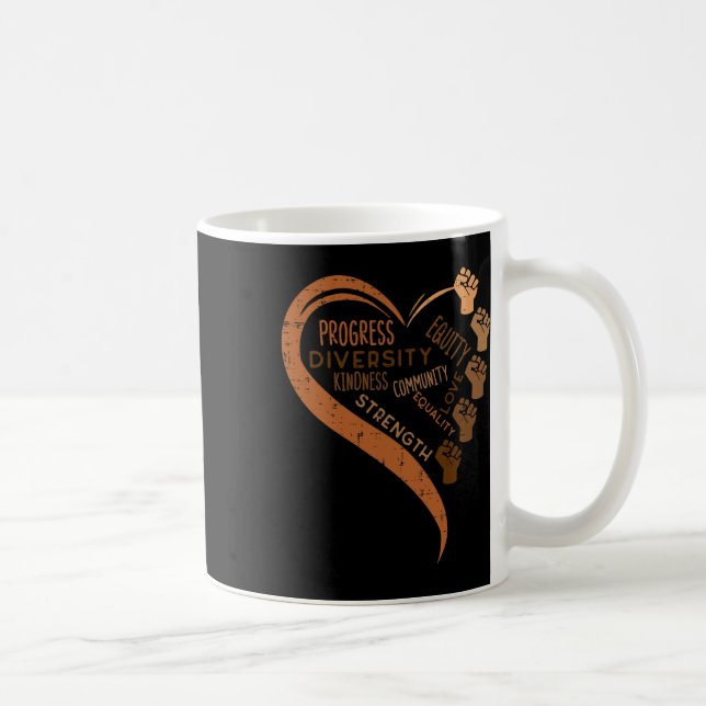 Caneca De Café Punhos da História Negra Diversidade Equidade Mela (Direita)