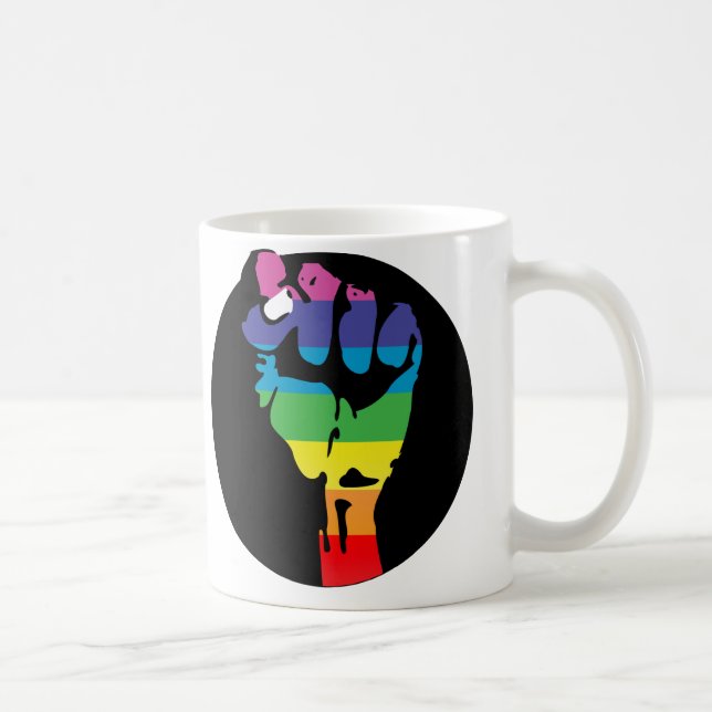Caneca De Café punhos do arco-íris da fúria (Direita)