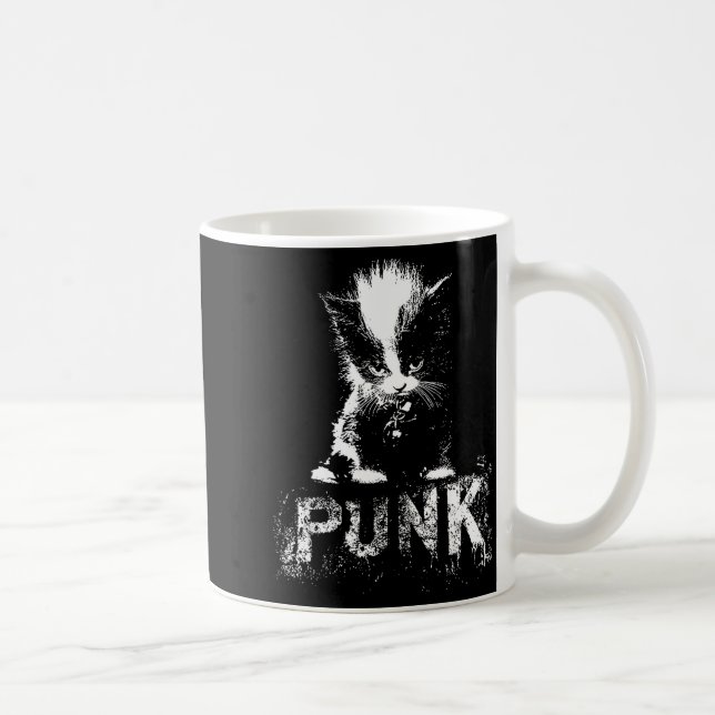 Caneca De Café Punk Kitten Cat With Mohawk Nge Gothic Design  (Direita)
