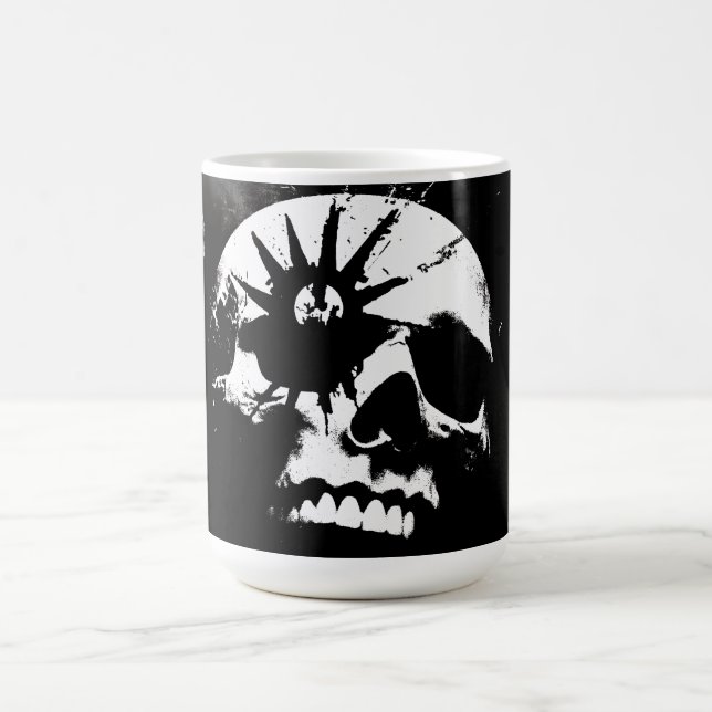 Caneca De Café Punk Skull Black and White (Centro)