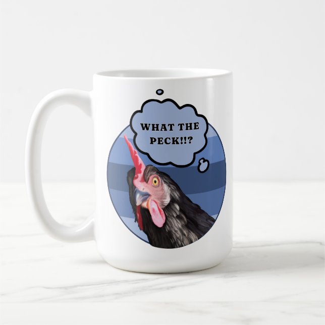 Caneca De Café Punny Chicken Face | Que Peck?! (Esquerda)