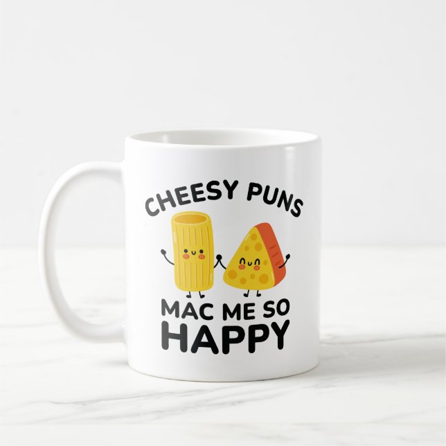 Caneca De Café Puns de Queijo Me Fazem Tão Feliz (Esquerda)