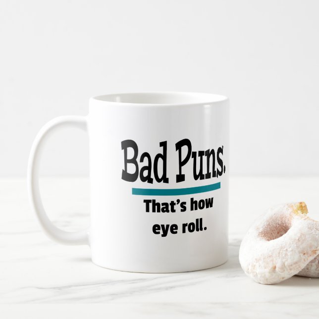 Caneca De Café Puns Ruins Olhos Engraçados (Com Donut)