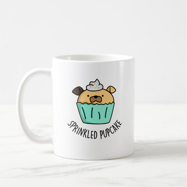 Caneca De Café Pupcake em sprinkle Puppy Cupcake Pun (Esquerda)