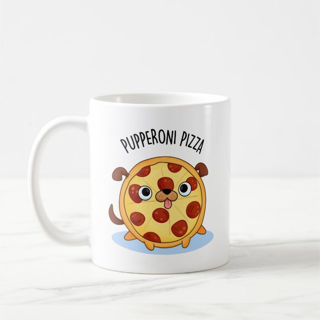 Caneca De Café Pupperoni Pizza Funny Pizza Pun (Esquerda)