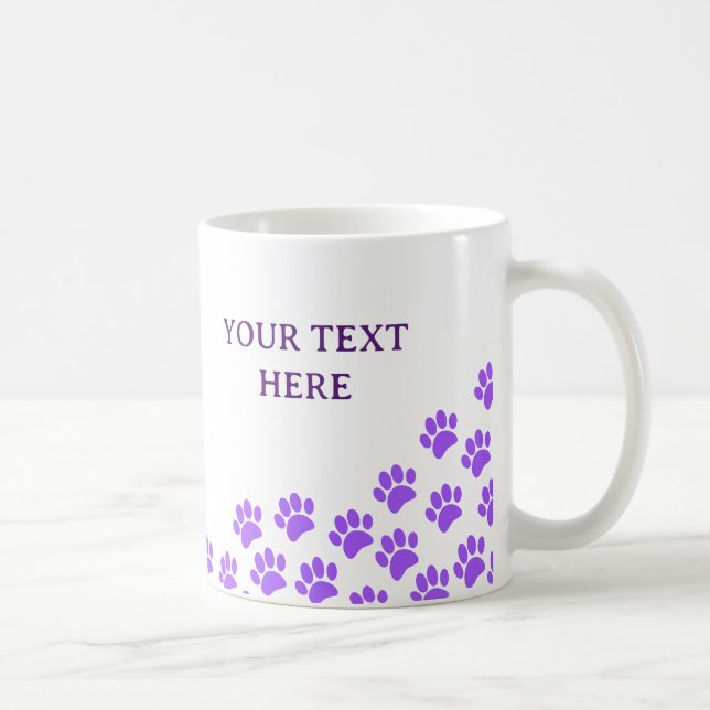 Caneca De Café Pupppy Paw Imprime Com Texto Personalizado (Direita)