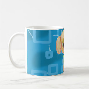 Caneca De Café Puppy Cyan Light Blue Geométrico Squares Mug