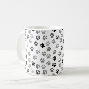 Caneca De Café Puppy Dog Paw Prints   Cinzas brancas