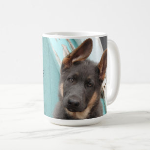 Caneca De Café Puppy German shepherd Azul Adorável