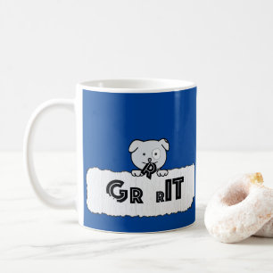 Caneca De Café Puppy Grit mastigando a letra R