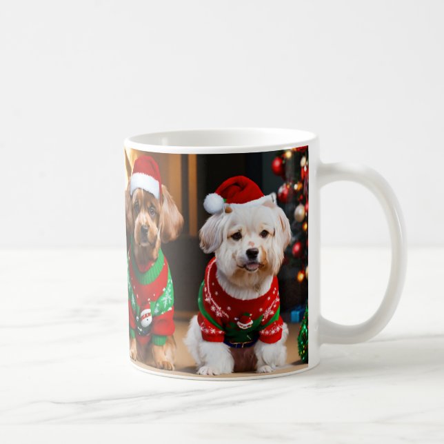 Caneca De Café Puppy Natal Presente Café Feriado de Mug (Direita)
