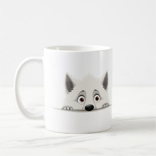 Caneca De Café Puppy Peeking Bonito Adorável Cartografia De Anima