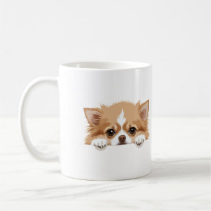 Caneca De Café Puppy Peeking Bonito Adorável Cartografia De Anima