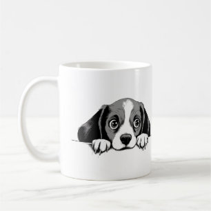Caneca De Café Puppy Peeking Bonito Adorável Cartografia De Anima