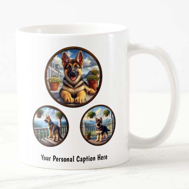 Caneca De Café Puppy personalizável do German shepherd (Criador carregado)