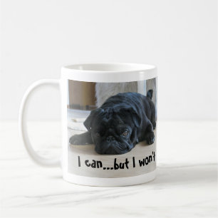 Caneca De Café Puppy Preto Preguiçoso Bonito Não Vou