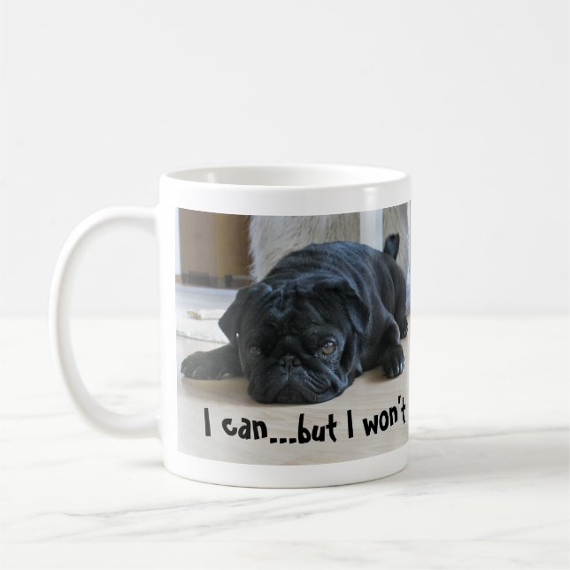 Caneca De Café Puppy Preto Preguiçoso Bonito Não Vou (Esquerda)