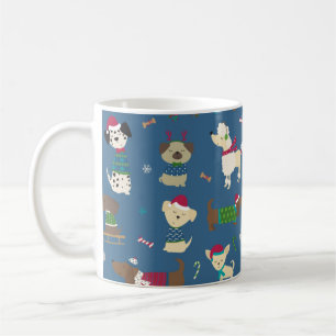 Caneca De Café Pups de Natal de Cartoon