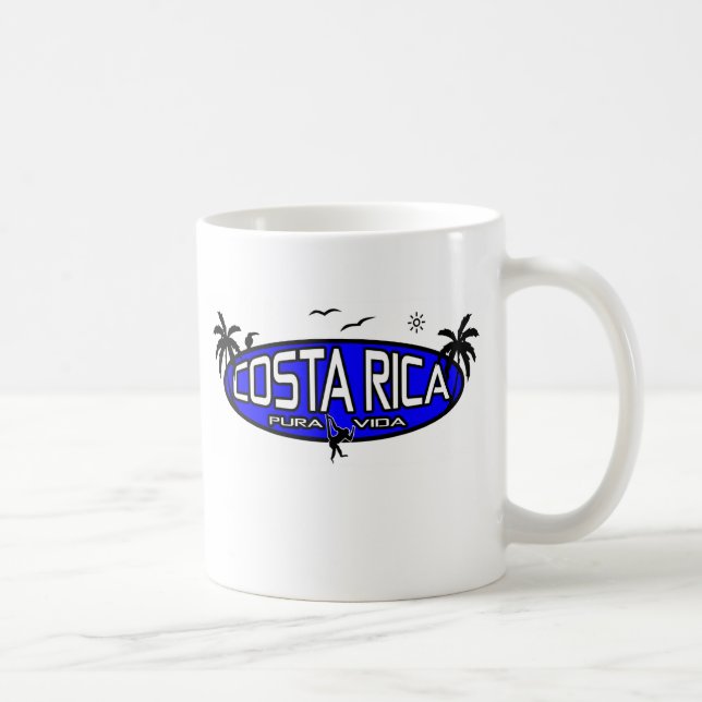 Caneca De Café Pura Vida Costa Rica - Oval tropical - azul (Direita)
