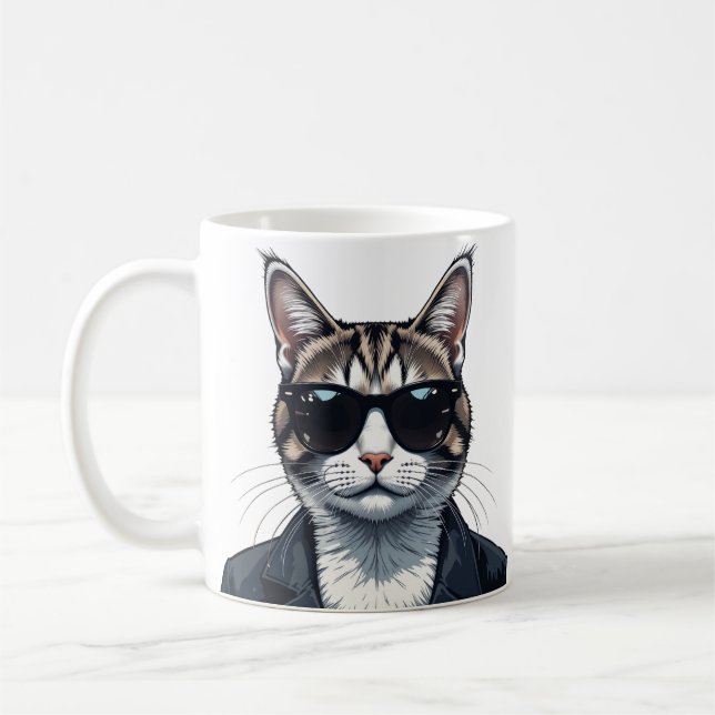 Caneca De Café Puramente Legal: Gato com sombras (Esquerda)